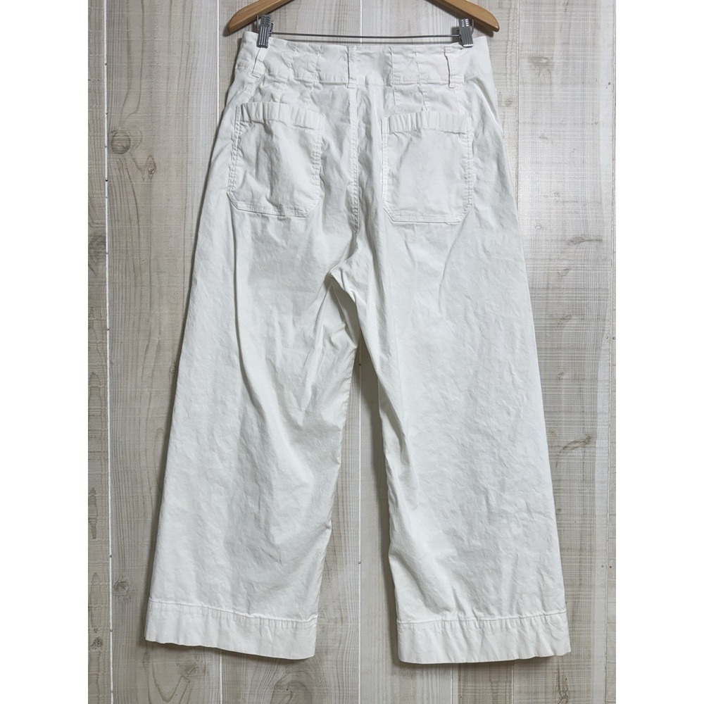 Maeve Linen Blend Colette Pants White Wide Leg Cropped High Rise 32 Classic - Picture 2 of 13